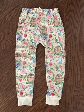 Cream Floral & Bunny Print Jogger Pants ROCKYOURKID 8yrs